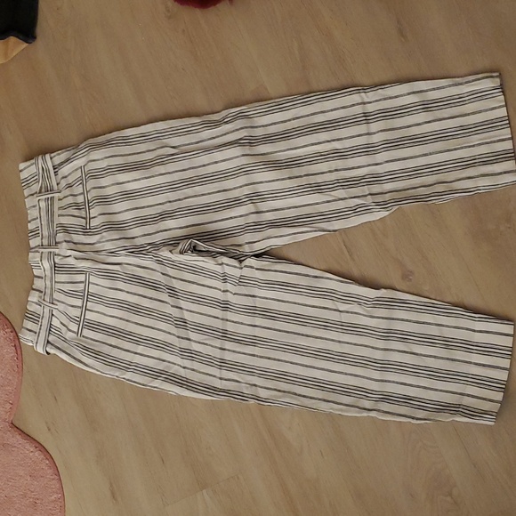 NWT Madewell Linen Paperbag Stripe Pants - 8 - Picture 5 of 9